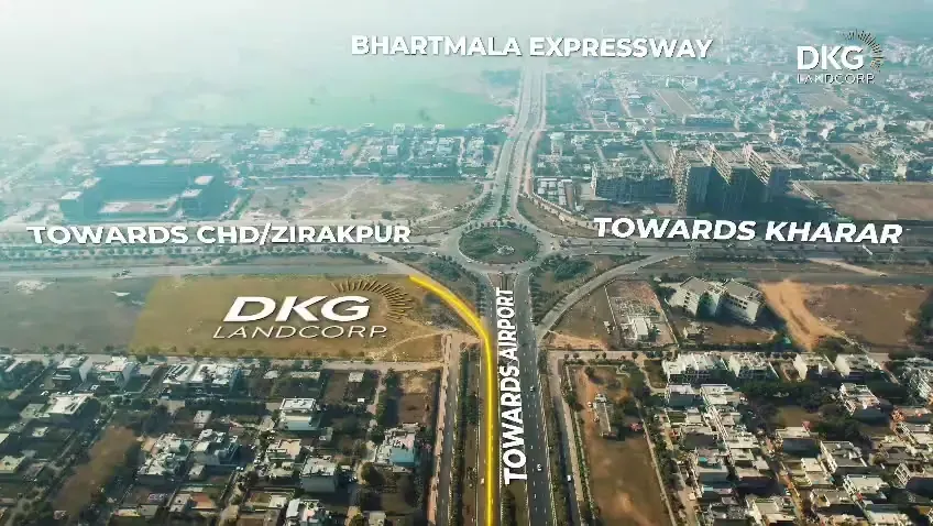 Aerial view of the Aveda Arenium site at the Main Airport Roundabout, GMADA Aerocity, Mohali