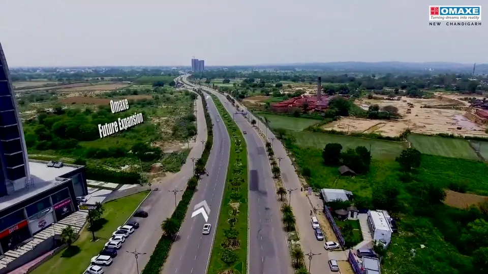 Aerial view of the main road through New Chandigarh