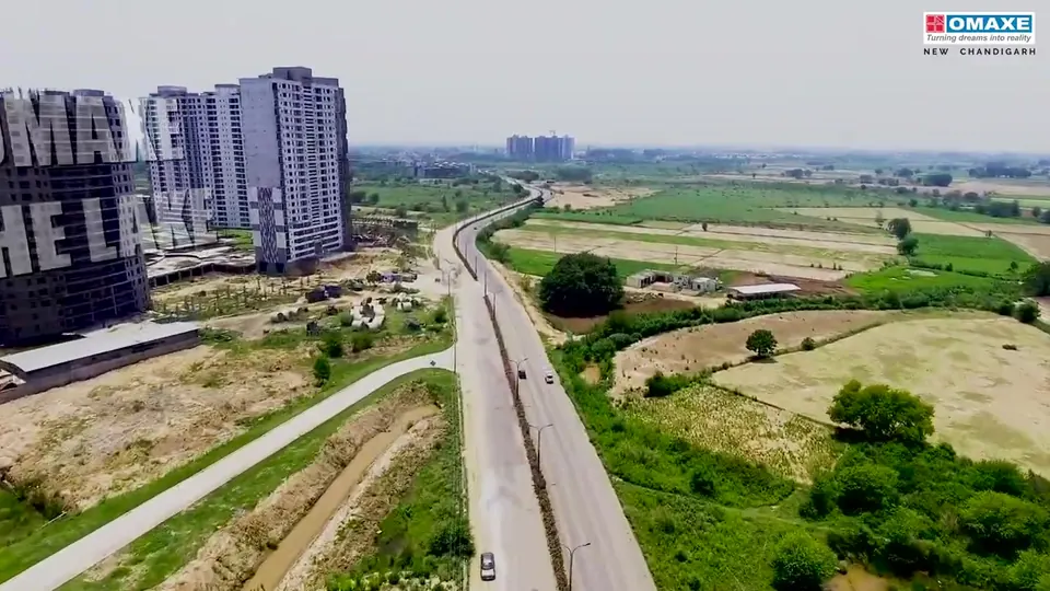 Aerial view of Omaxe The Lake towers, New Chandigarh